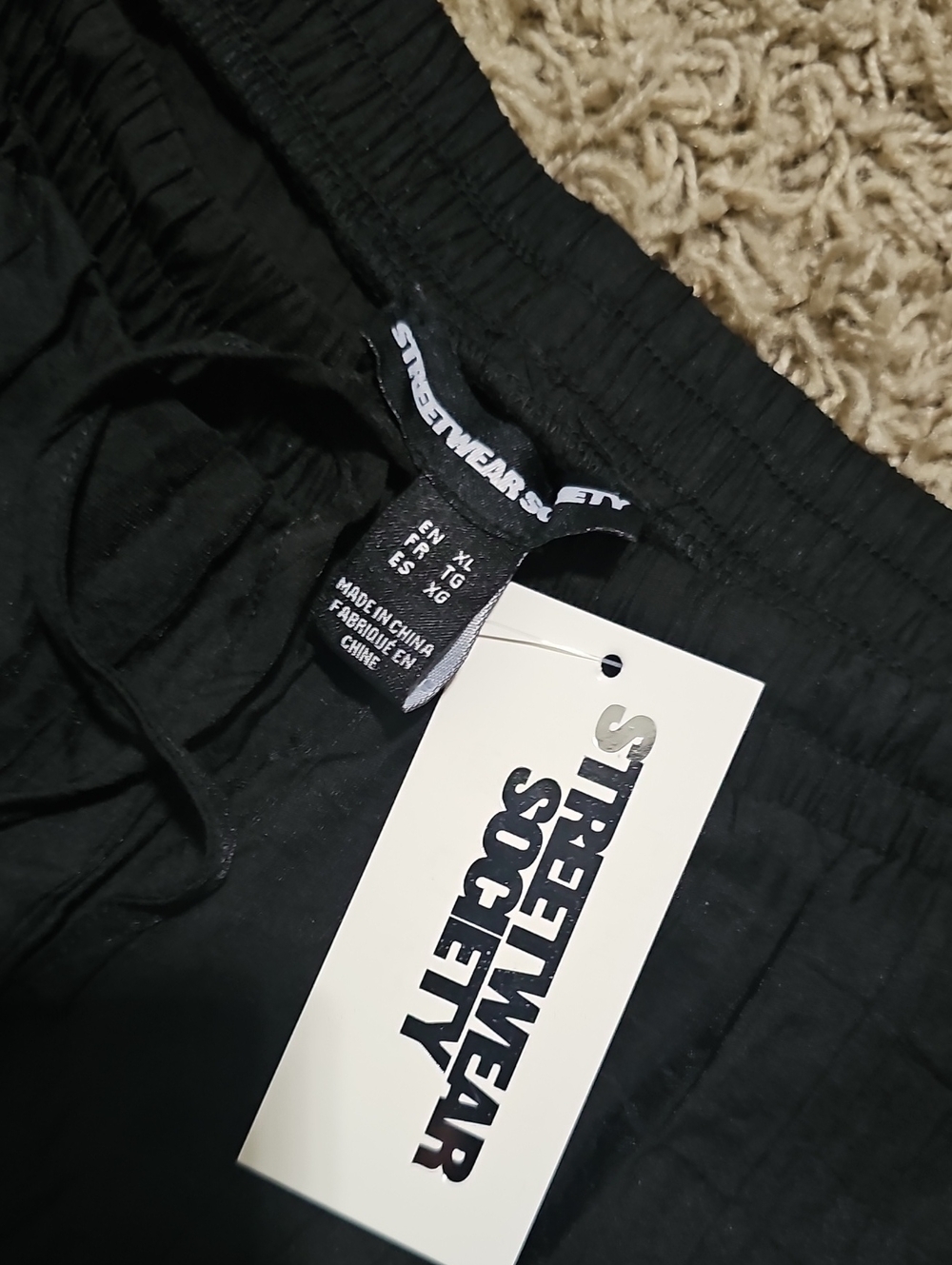 NWT Streetwear Society Pants Wide Leg Pull On XL Black Lightweight - Picture 2 of 5